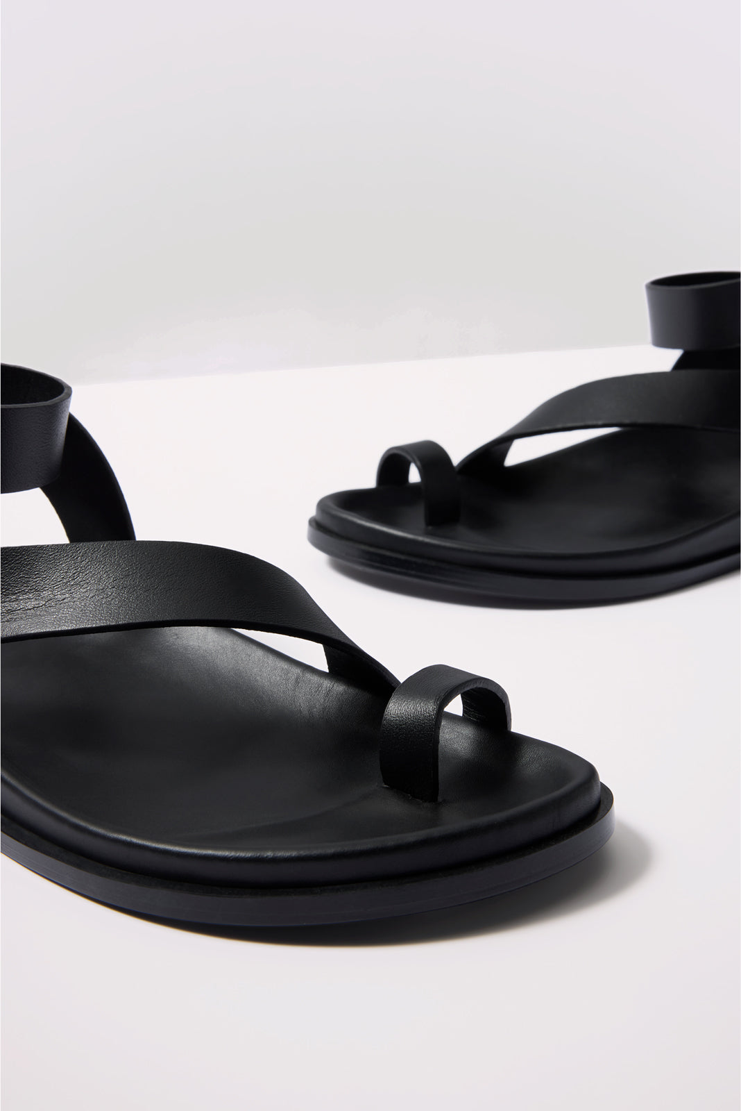 Myles Black Leather Sandals