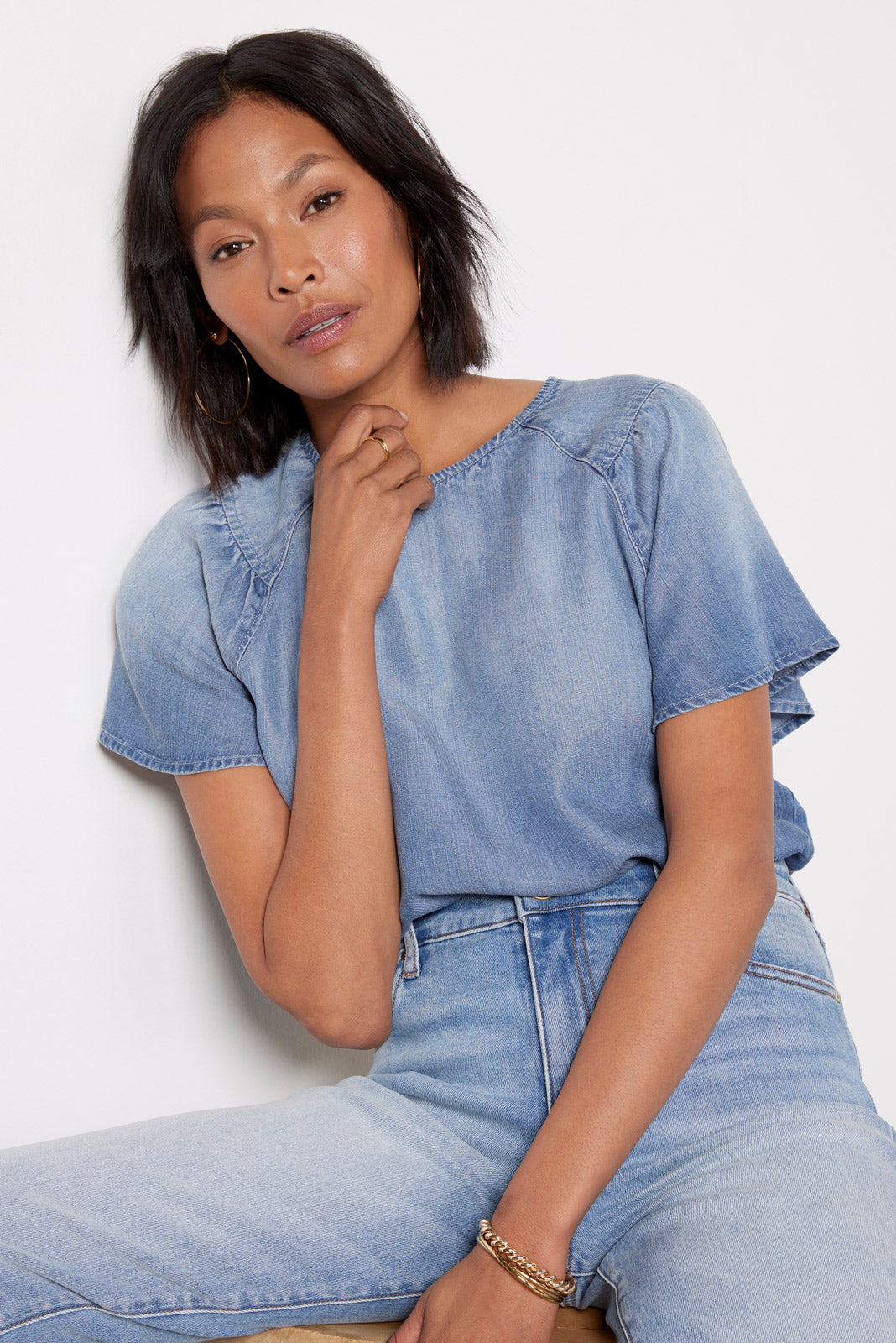 Alice Chambray Flutter Top