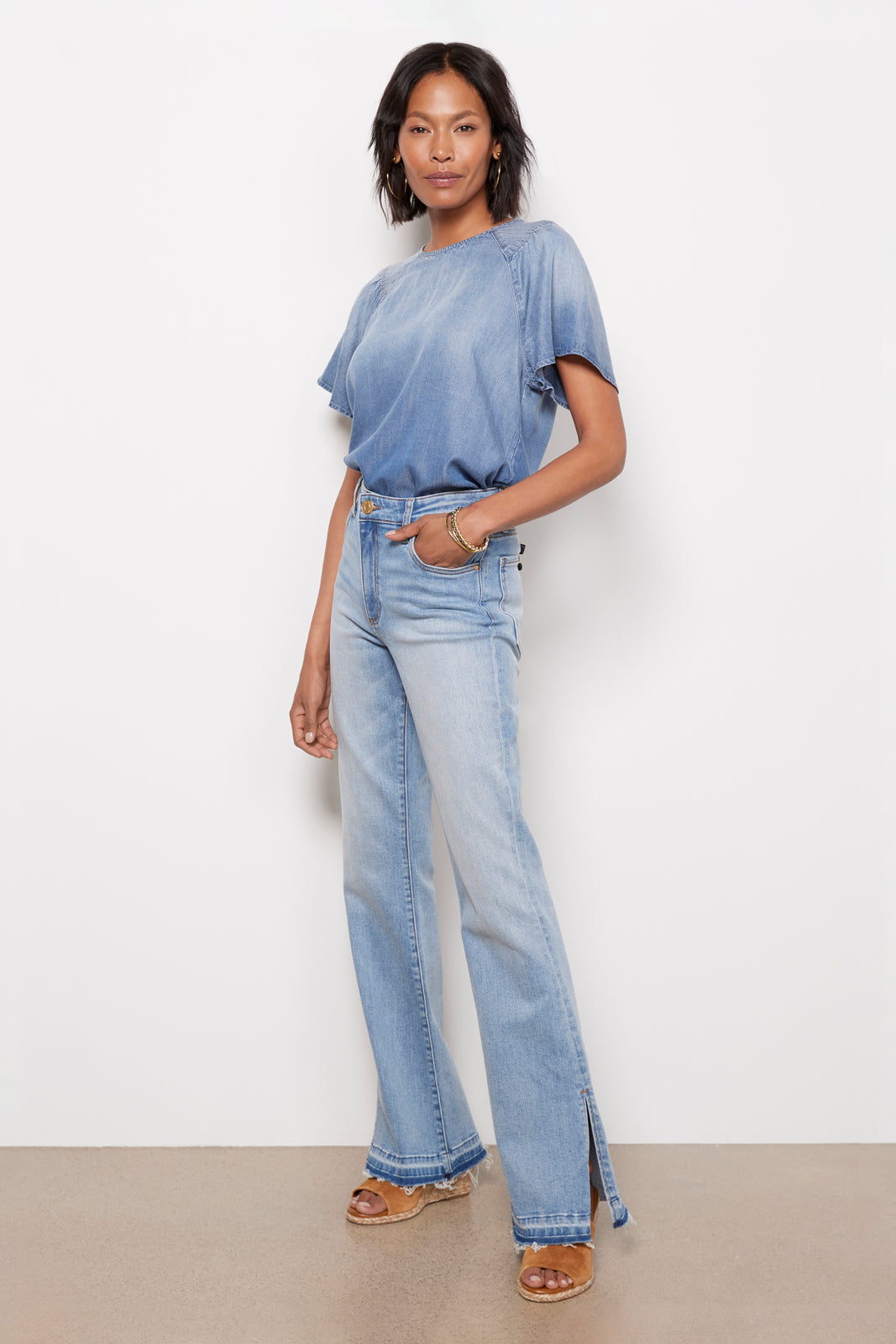 Alice Chambray Flutter Top