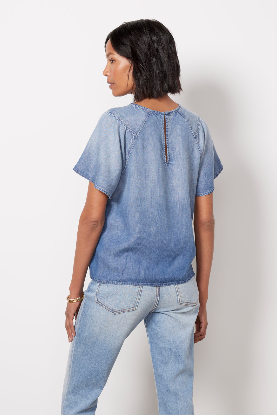 Alice Chambray Flutter Top