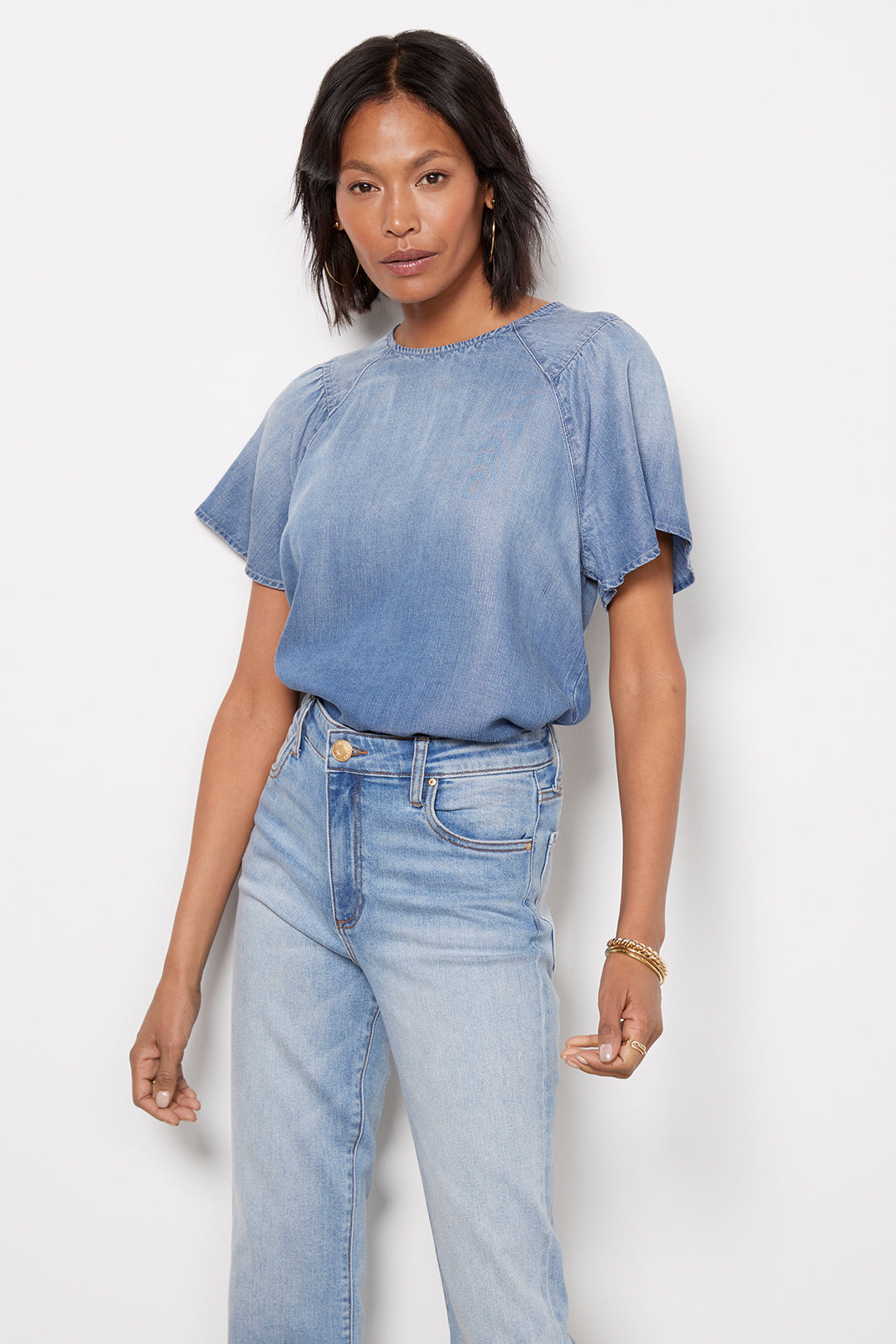 Alice Chambray Flutter Top