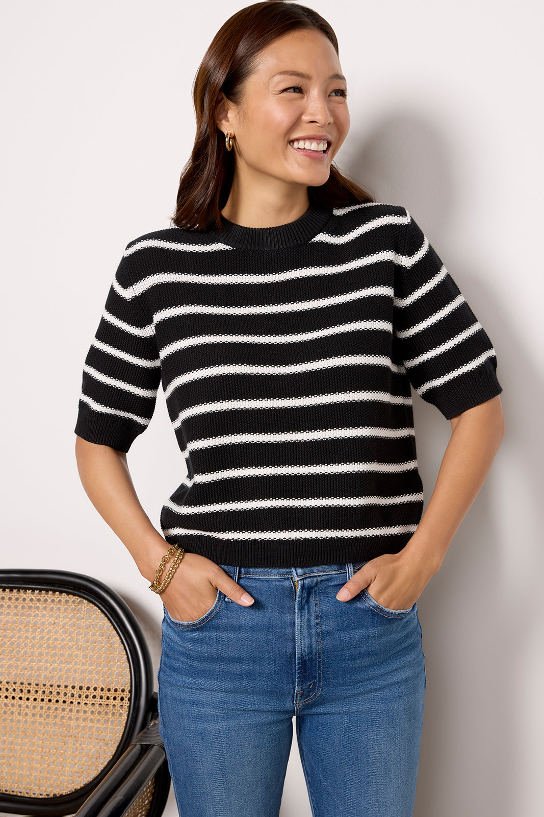 Mozart Moss Stitch Stripe Pullover