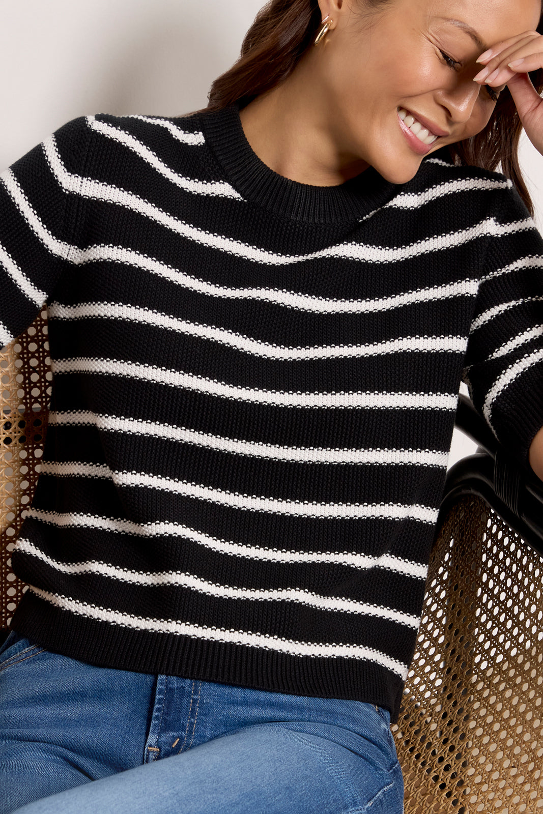 Mozart Moss Stitch Stripe Pullover