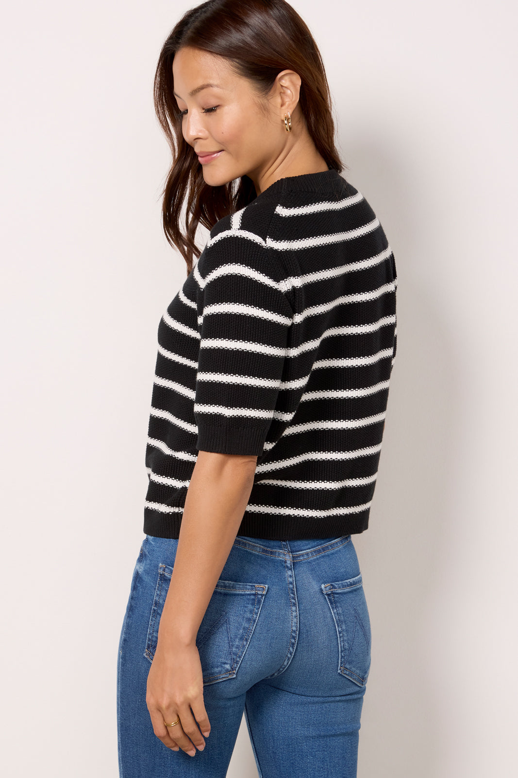 Mozart Moss Stitch Stripe Pullover