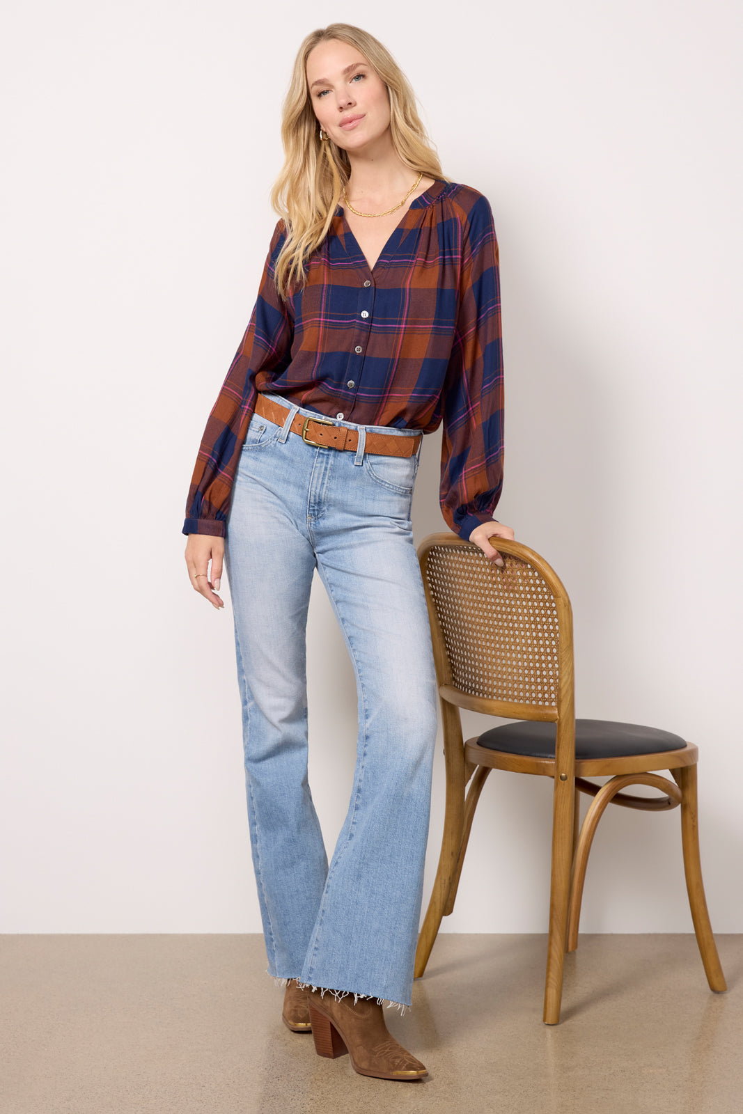 Norah Plaid Top