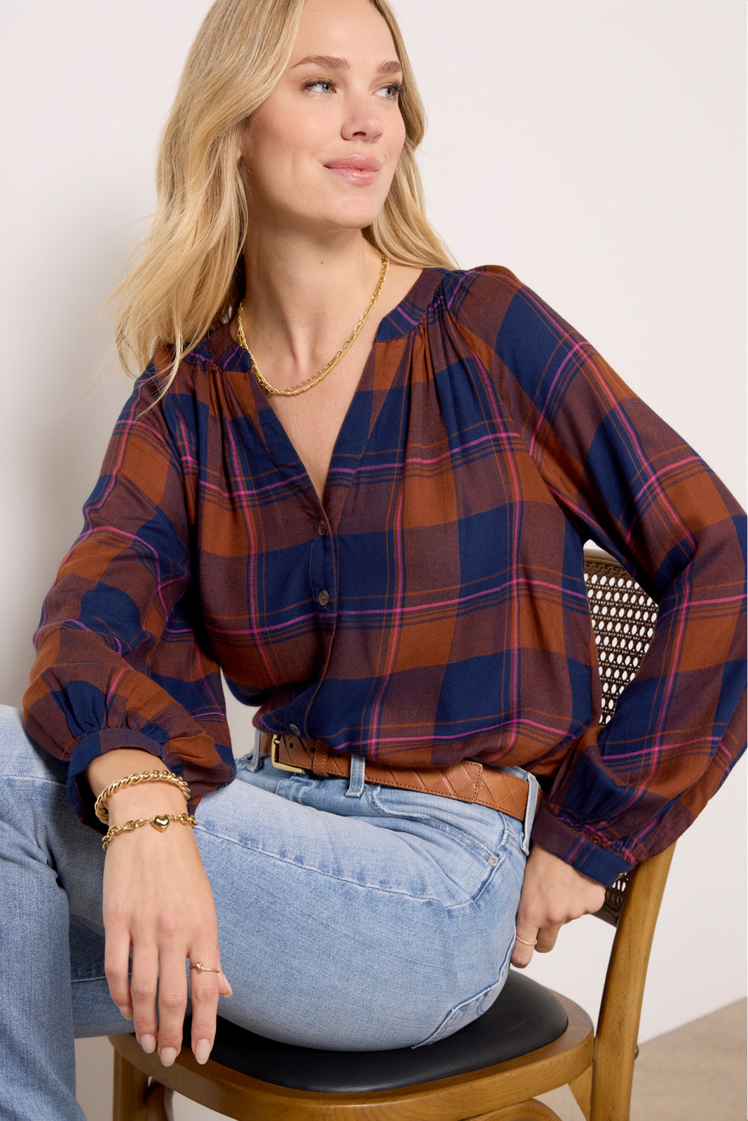 Norah Plaid Top