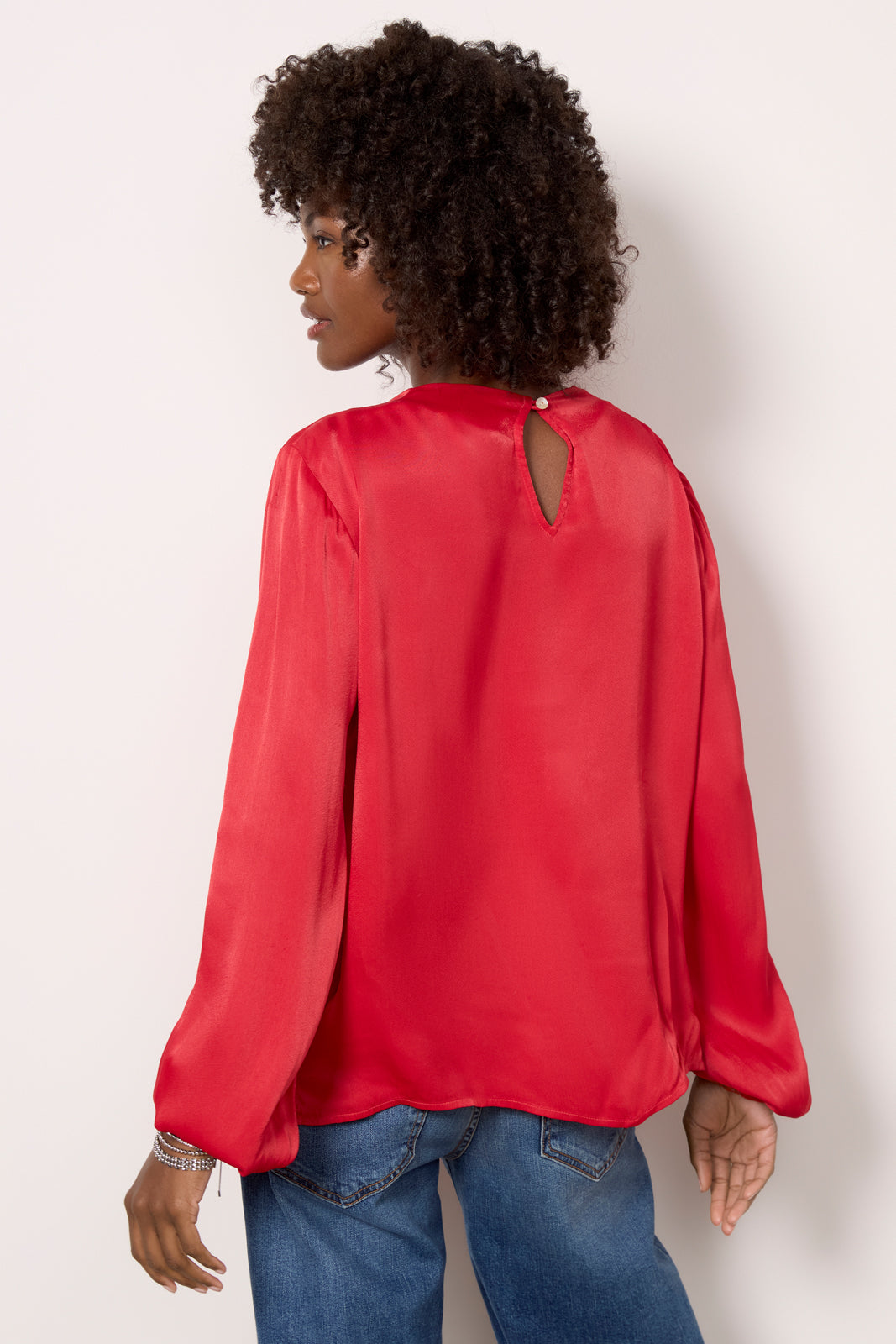 Satin Drape Neck Blouse