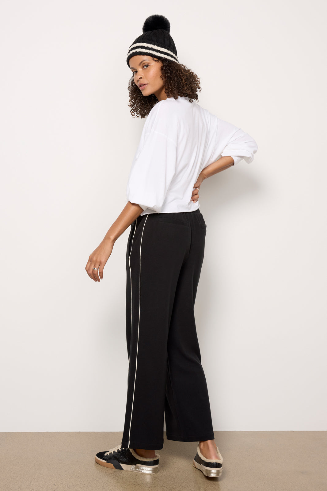 Brushed Rib Wide Leg Pant 28`