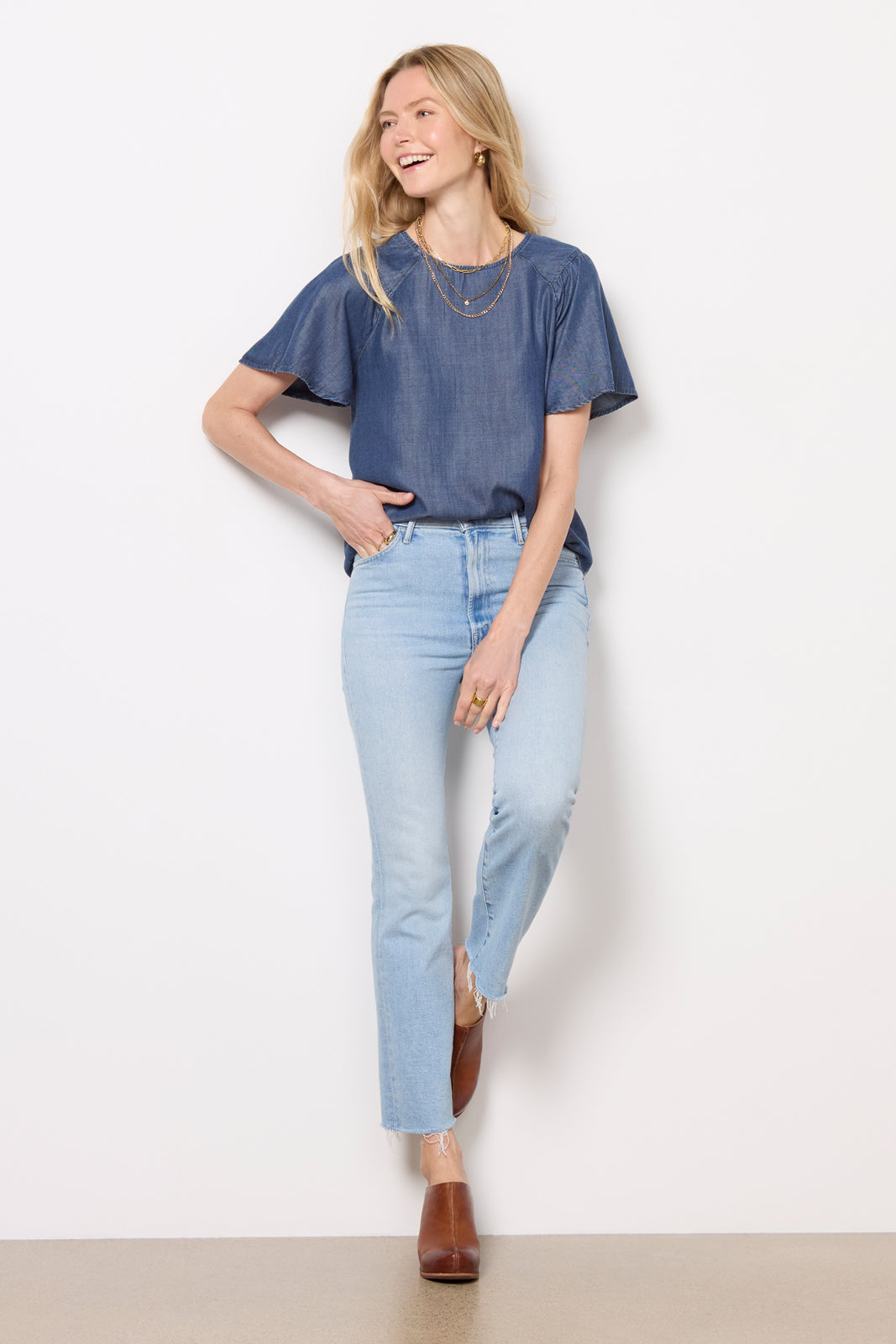 Alice Chambray Flutter Top