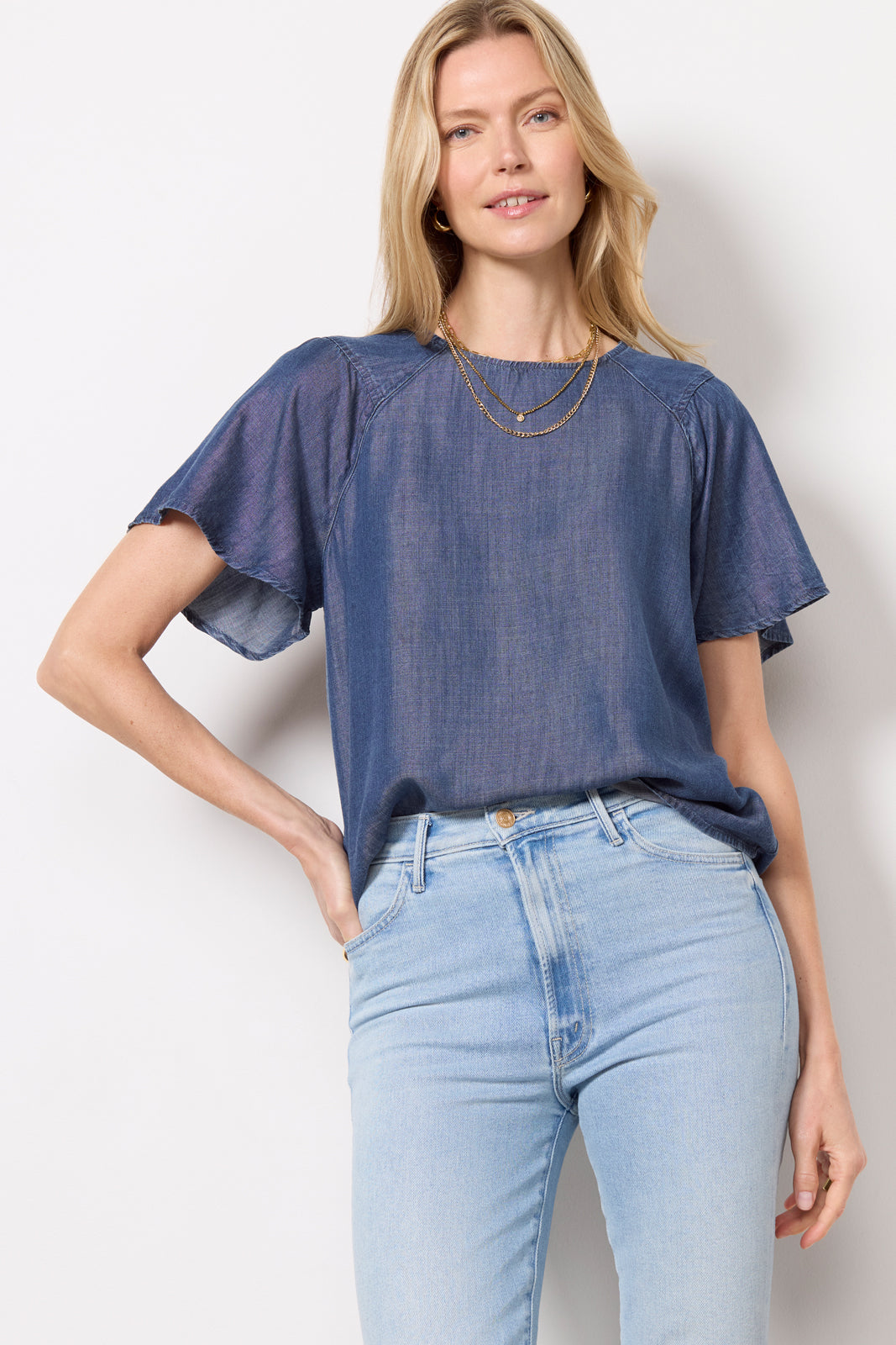 Alice Chambray Flutter Top