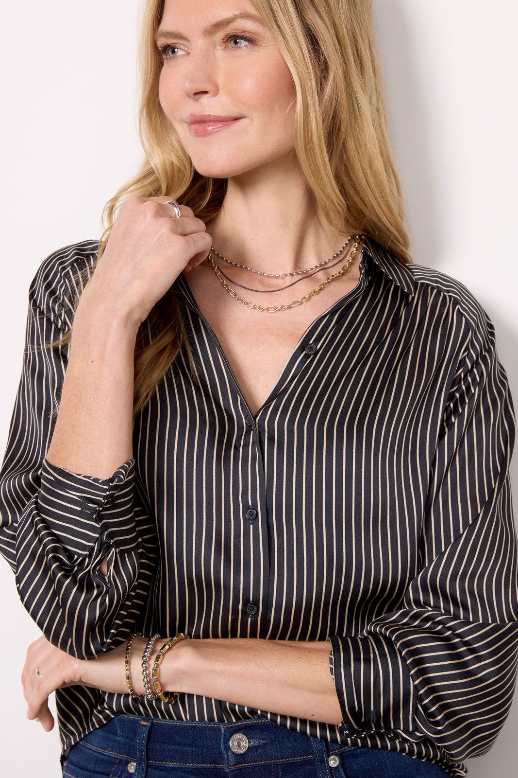 Monica Stripe Satin Shirt