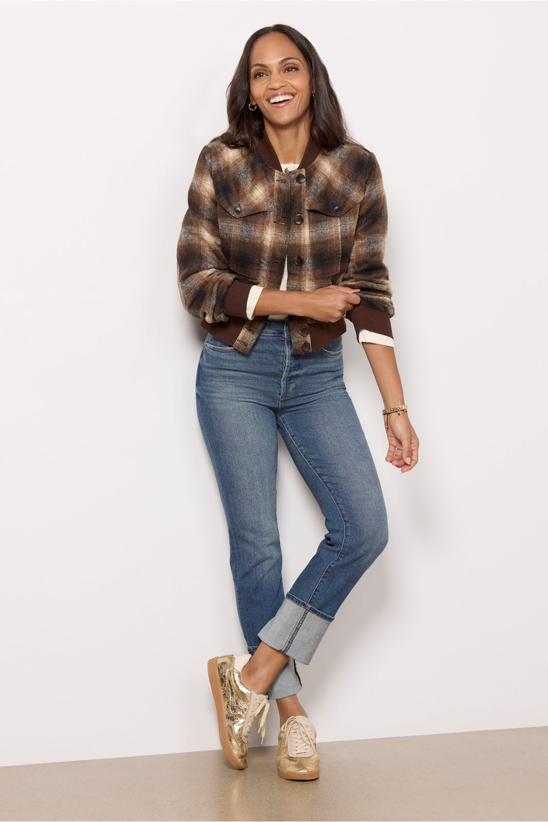 Enly Plaid Bomber