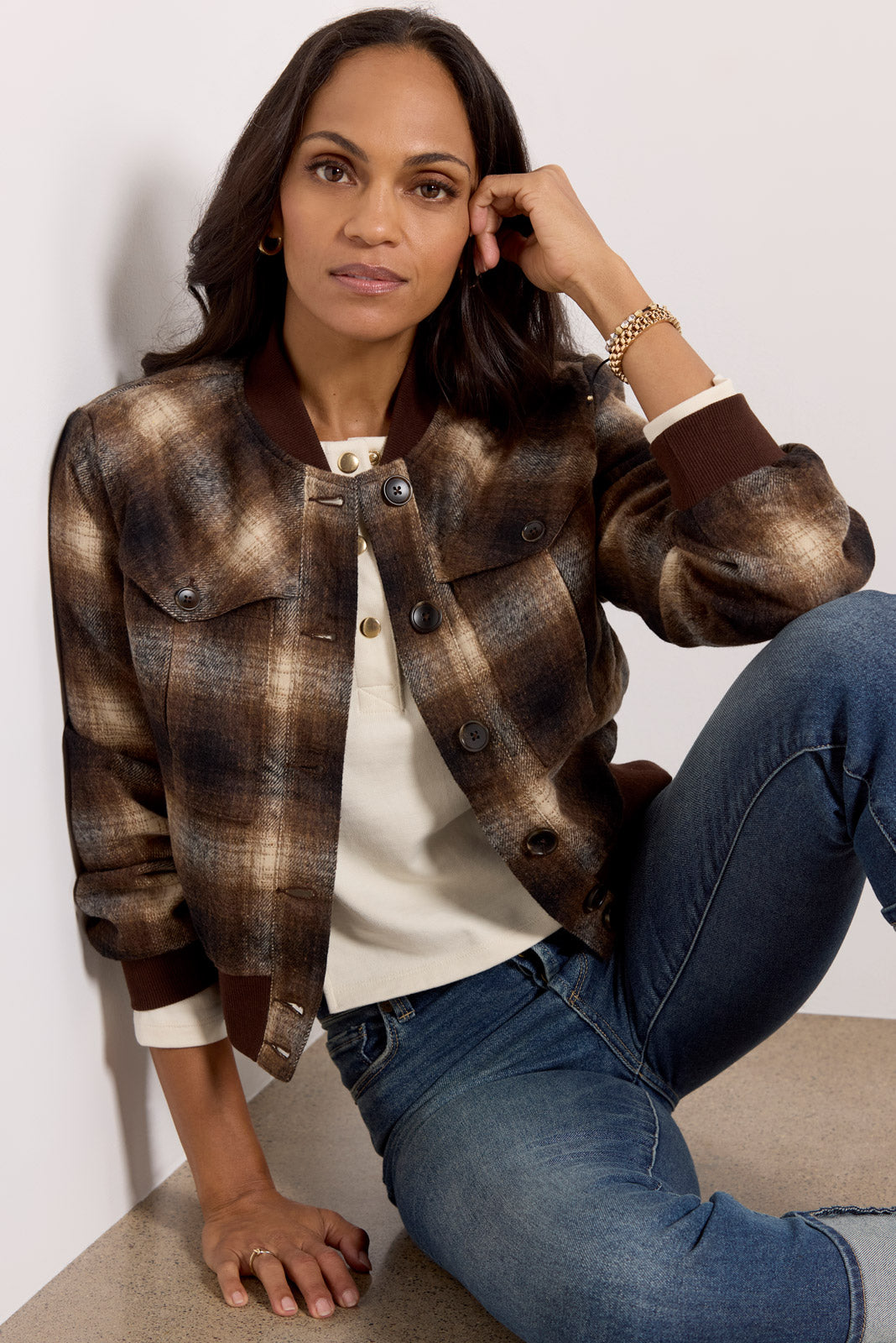 Enly Plaid Bomber