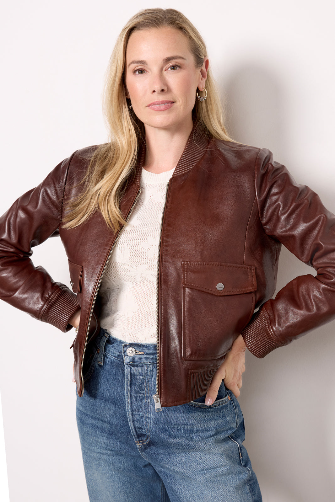 Candace Leather Bomber