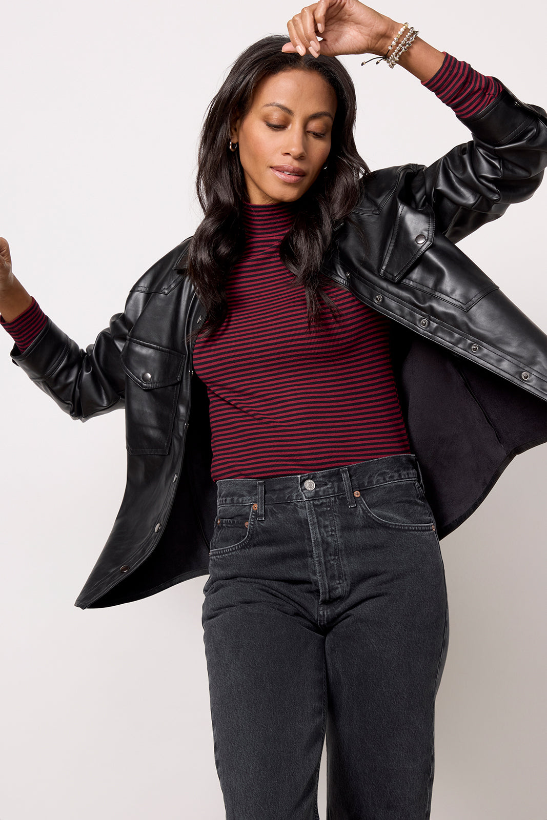 Arli Faux Leather Shirt