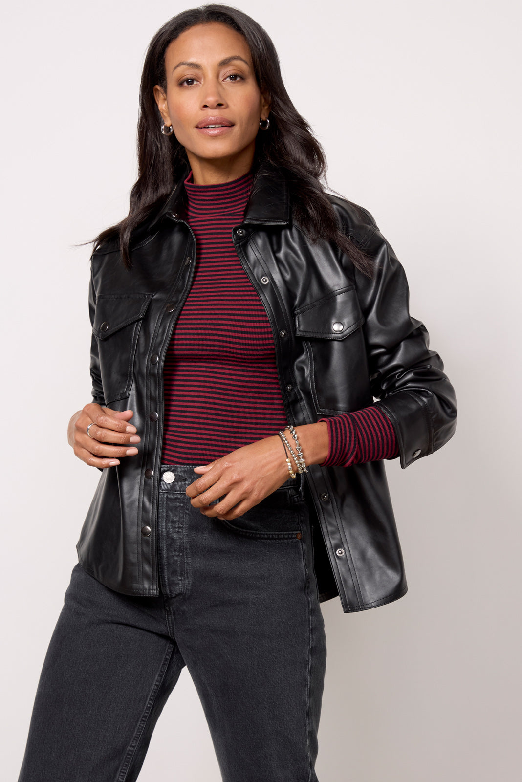 Arli Faux Leather Shirt