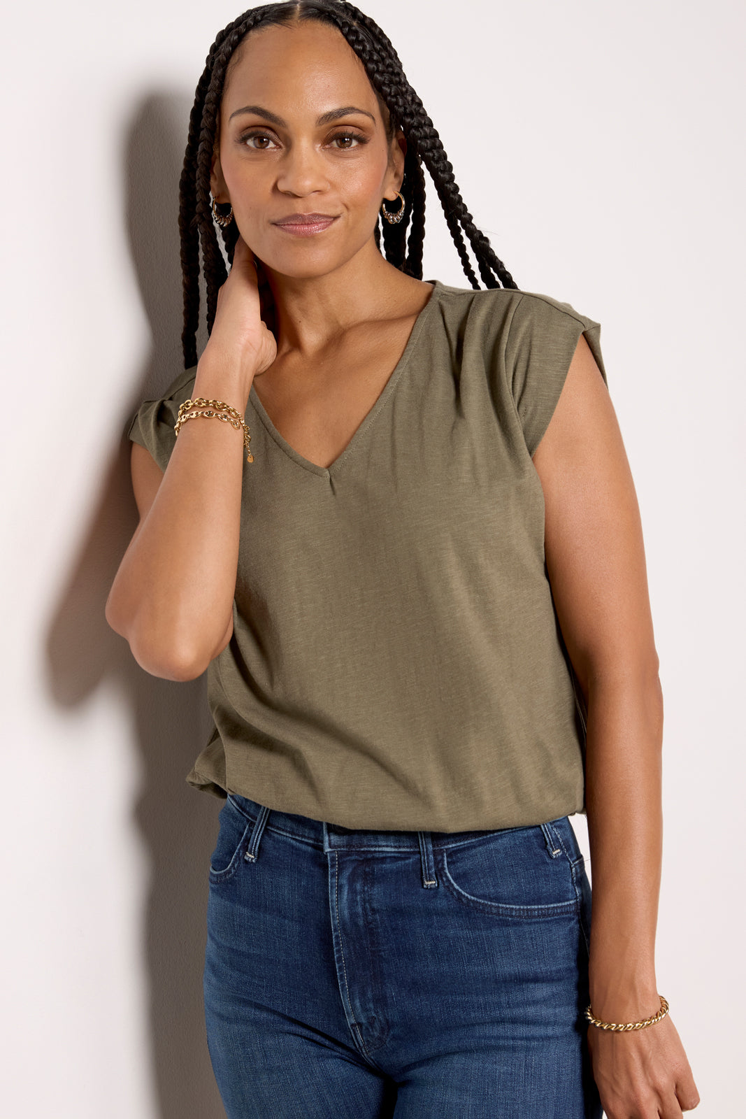 Kinsley Pleated Shoulder Top