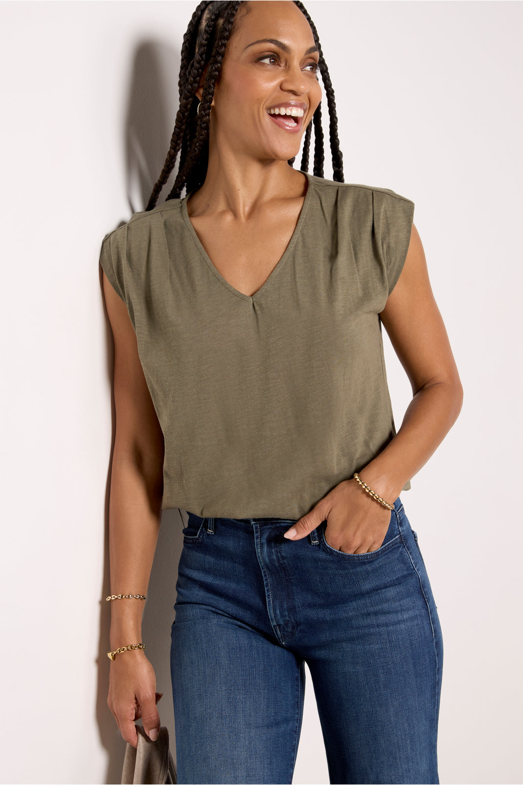 Kinsley Pleated Shoulder Top