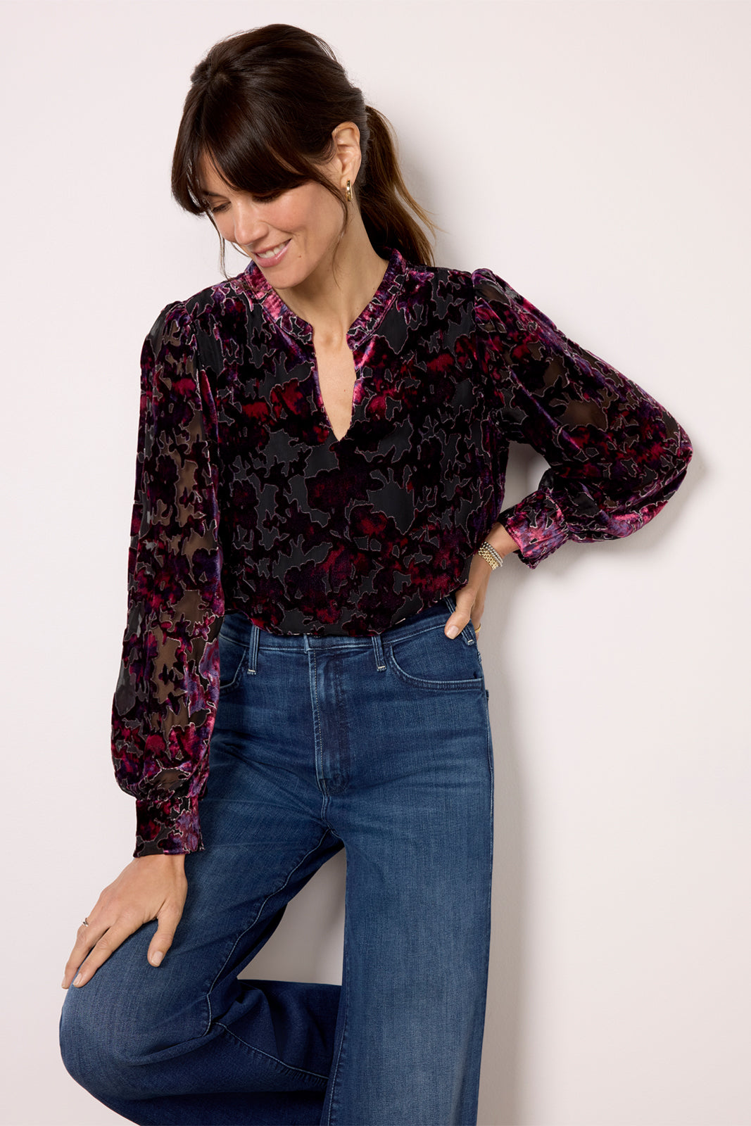 Jesse Burnout Velvet Blouse