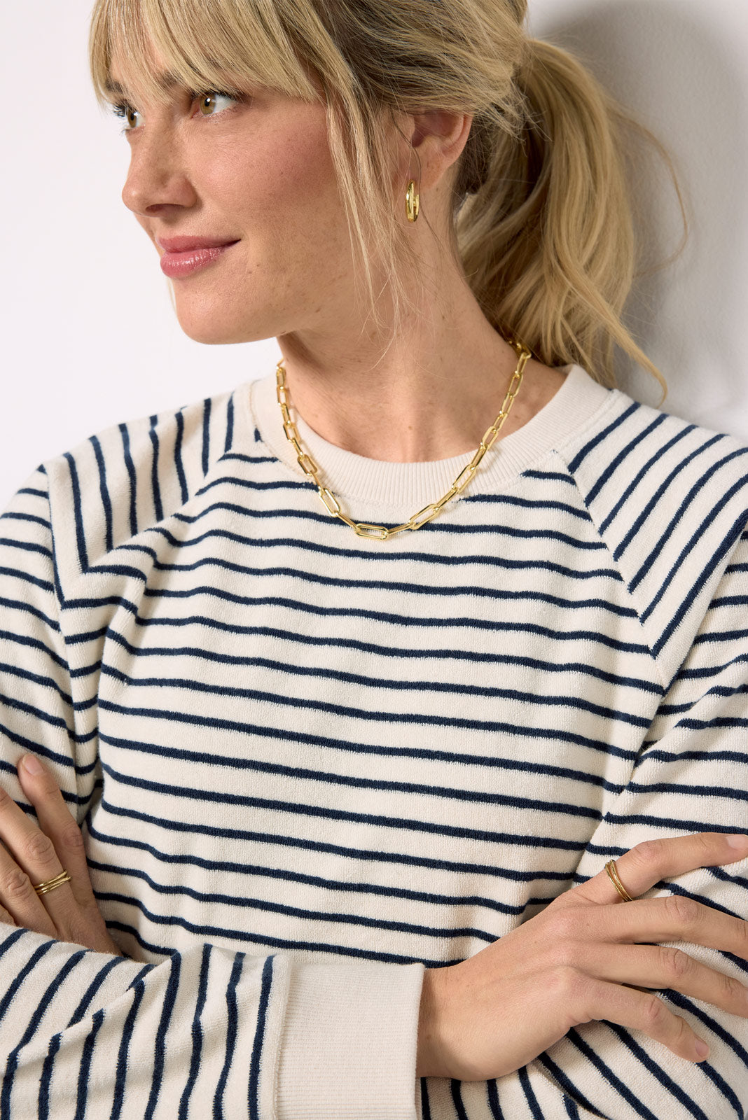 Theron Sailor Stripe Terry Sweatshirt